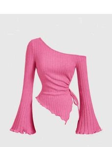 Hot Pink One-Shoulder Ruched Top