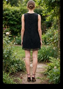 Chic Black Rose Embellished Dress