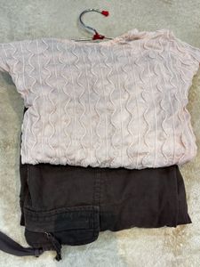 Pink Textured Long Sleeve Top