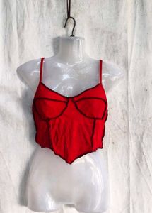 5629. Red Corset Style Cropped Top