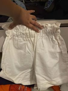 White Paperbag Waist Shorts
