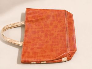 Stylish Orange &amp; Beige Striped Tote Bag with Zip