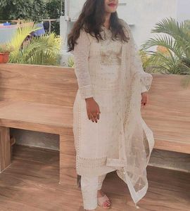 Elegant White Embroidered Kurta Set