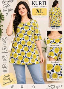 Stylish Yellow Floral Print Kurta