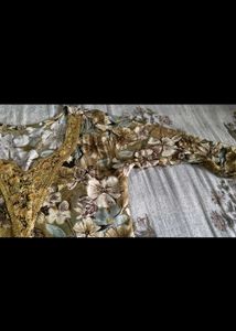 Floral Print Kurta with Embellished Neckline