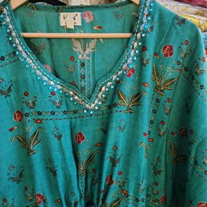 Boho Turquoise Kaftan Dress