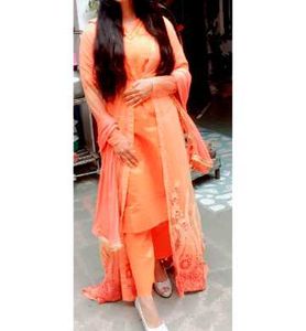 Vibrant Orange Salwar Kameez Set