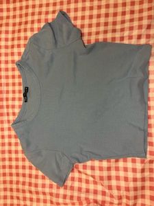 Blue Basic Cropped T-Shirt