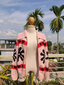 Floral Heart Knit Cardigan