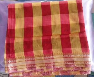 Red & Yellow Checked Saree