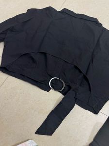 roadster crop black cut out shirt