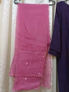 Purple Kurta Set with Pink Dupatta