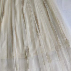 Elegant Cream Tulle Skirt with Gold Embellishments