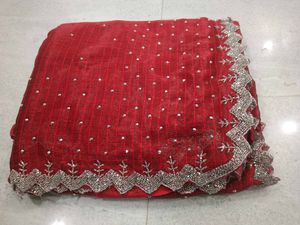 Elegant Red Embellished Saree