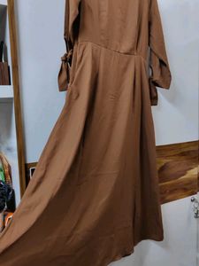 Elegant Brown Shirt Dress
