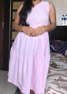 Cute Pink Tiered Midi Dress