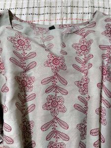 Grey Floral Print Kurta