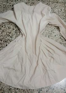 Unused Elegant White Button-Down Pleated Dress