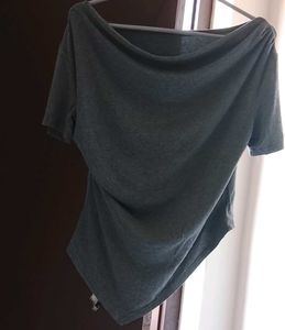 Stylish Grey Drape Neck Top