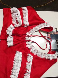 Red Lace Trim Outfit
