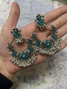 Boho Turquoise &amp; Silver Earrings