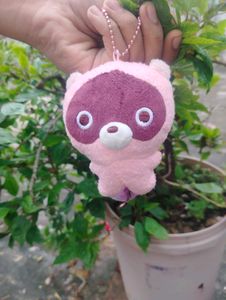 Cute Pink Raccoon Plush Keychain