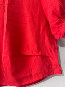 Statement Diamond studded buttons Orange Boxy Top