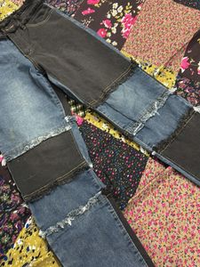 Unique Color Block Denim Jeans