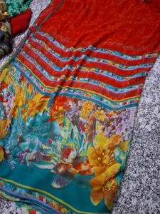 Vibrant Floral Print Saree