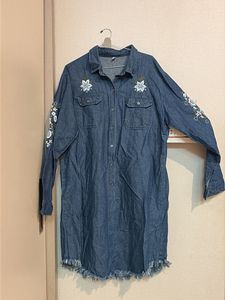 Embroidered Denim Shirt Dress