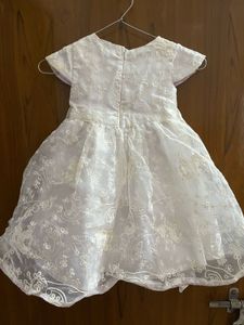 White Lace Party Dress with Pink Bow