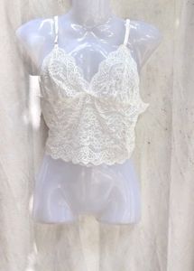 I. White Lace Camisole Top