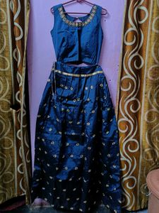 Elegant Blue Floral Lehenga Set