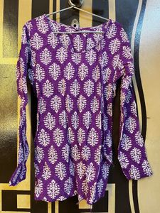 Purple Block Print Kurta