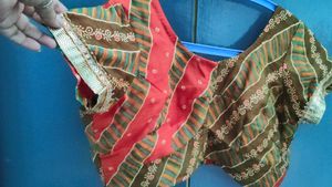 Vibrant Striped Embroidered Saree