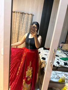 Stunning Red Embroidered Lehenga Set
