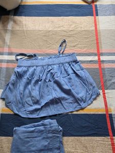Blue Off-Shoulder Top &amp; Shorts Set