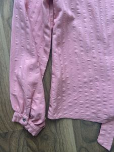 Elegant Peach Blouse with Tie Detail