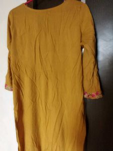 Mustard Embroidered Kurti