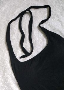 Black Padded Halter Neck Tank Top