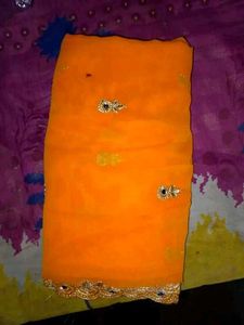 Vibrant Orange Embroidered Saree