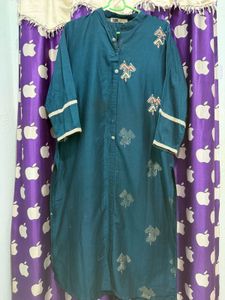 Teal Embroidered Kurta set with pant