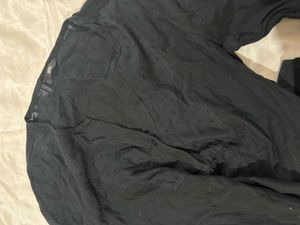 M&amp;S Pure Cotton Chic Black V-Neck Tunic Top