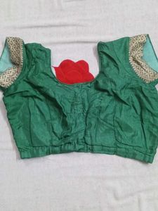 Emerald Green Silk Saree with Gold Border