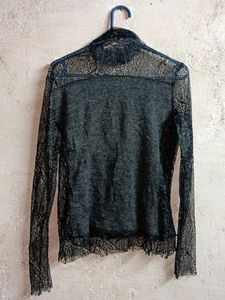 Sheer Turtleneck Long Sleeve Top