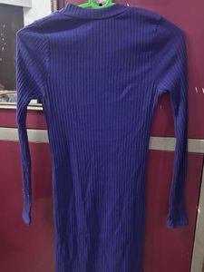 Ribbed Knit V-Neck Midi Dress