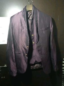 Elegant Purple Suit with Vest and Tie