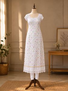 White mirror work Kurta