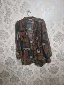 Vintage Abstract Print Blazer