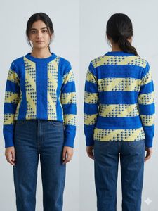 Blue & Yellow Striped Knit Sweater